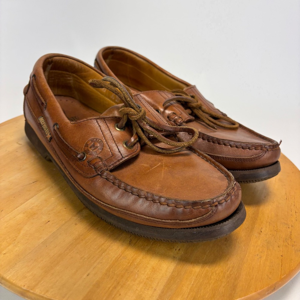 Mephisto Hurrikan Spinnaker Boat Shoes Men 8.5 Brown Leather Nautical Loafers